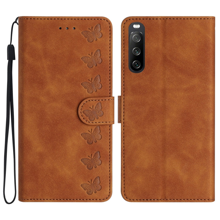 Seven Butterflies Embossed Leather Phone Case, For Sony Xperia 10 VI, For Sony Xperia 1 VI, For Sony Xperia 1 V 2023, For Sony Xperia 10 V 2023, For Sony Xperia 1 IV