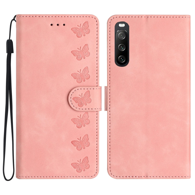 Seven Butterflies Embossed Leather Phone Case, For Sony Xperia 10 VI, For Sony Xperia 1 VI, For Sony Xperia 1 V 2023, For Sony Xperia 10 V 2023, For Sony Xperia 1 IV