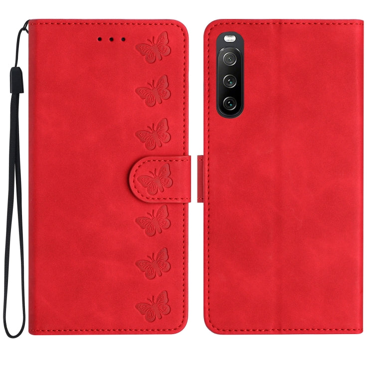 Seven Butterflies Embossed Leather Phone Case, For Sony Xperia 10 VI, For Sony Xperia 1 VI, For Sony Xperia 1 V 2023, For Sony Xperia 10 V 2023, For Sony Xperia 1 IV