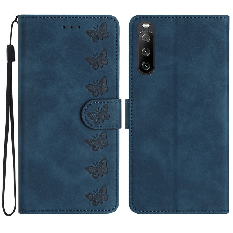 Seven Butterflies Embossed Leather Phone Case, For Sony Xperia 10 VI, For Sony Xperia 1 VI, For Sony Xperia 1 V 2023, For Sony Xperia 10 V 2023, For Sony Xperia 1 IV