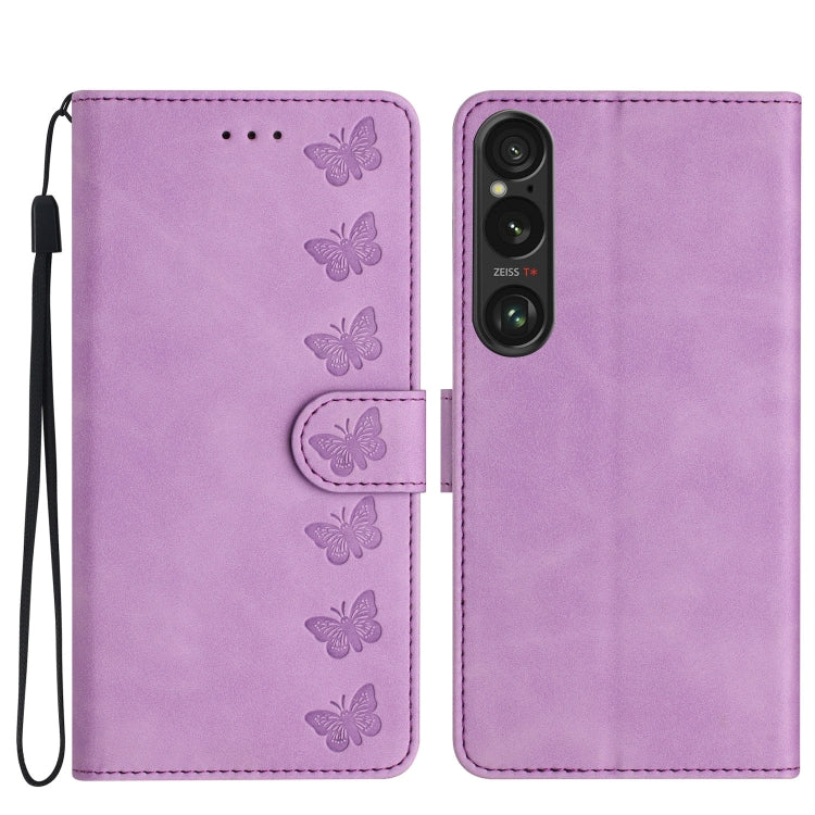 Seven Butterflies Embossed Leather Phone Case, For Sony Xperia 10 VI, For Sony Xperia 1 VI, For Sony Xperia 1 V 2023, For Sony Xperia 10 V 2023, For Sony Xperia 1 IV