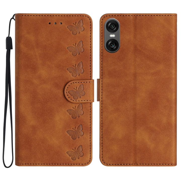 Seven Butterflies Embossed Leather Phone Case, For Sony Xperia 10 VI, For Sony Xperia 1 VI, For Sony Xperia 1 V 2023, For Sony Xperia 10 V 2023, For Sony Xperia 1 IV