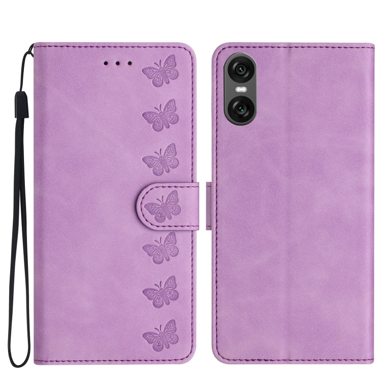 Seven Butterflies Embossed Leather Phone Case, For Sony Xperia 10 VI, For Sony Xperia 1 VI, For Sony Xperia 1 V 2023, For Sony Xperia 10 V 2023, For Sony Xperia 1 IV