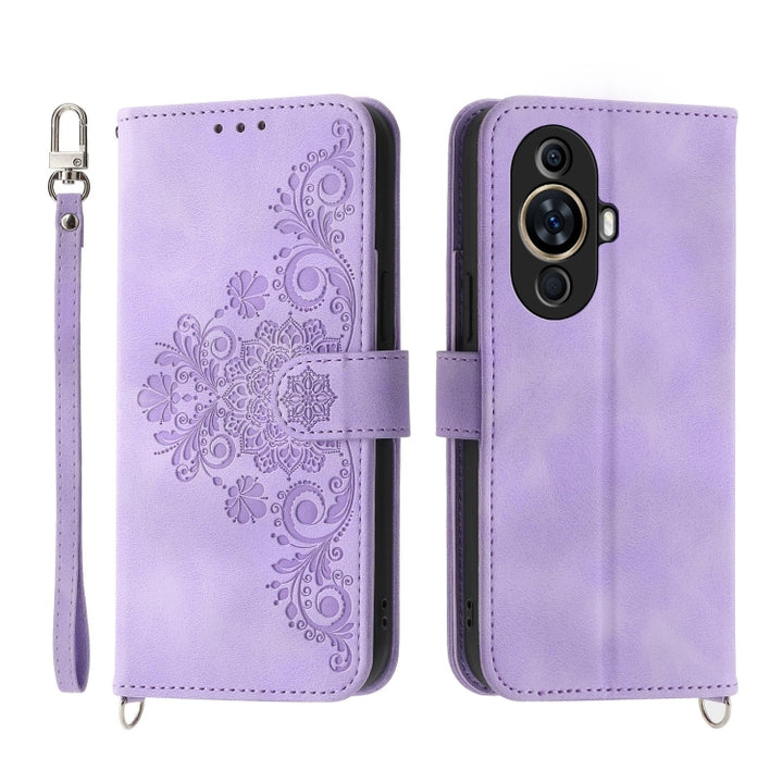 Skin Feel Flowers Embossed Wallet Leather Phone Case, For Huawei Mate 60 Pro, For Huawei nova 11 Pro 4G, For Huawei nova 11, For Huawei P60 / P60 Pro