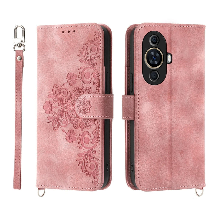 Skin Feel Flowers Embossed Wallet Leather Phone Case, For Huawei Mate 60 Pro, For Huawei nova 11 Pro 4G, For Huawei nova 11, For Huawei P60 / P60 Pro