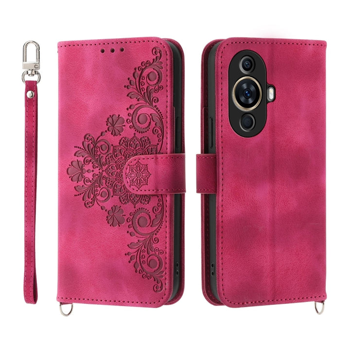 Skin Feel Flowers Embossed Wallet Leather Phone Case, For Huawei Mate 60 Pro, For Huawei nova 11 Pro 4G, For Huawei nova 11, For Huawei P60 / P60 Pro