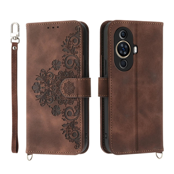 Skin Feel Flowers Embossed Wallet Leather Phone Case, For Huawei Mate 60 Pro, For Huawei nova 11 Pro 4G, For Huawei nova 11, For Huawei P60 / P60 Pro