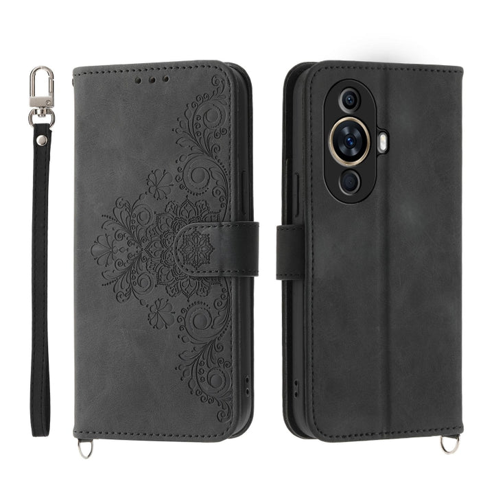 Skin Feel Flowers Embossed Wallet Leather Phone Case, For Huawei Mate 60 Pro, For Huawei nova 11 Pro 4G, For Huawei nova 11, For Huawei P60 / P60 Pro