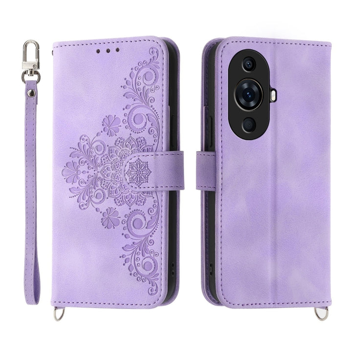 Skin Feel Flowers Embossed Wallet Leather Phone Case, For Huawei Mate 60 Pro, For Huawei nova 11 Pro 4G, For Huawei nova 11, For Huawei P60 / P60 Pro