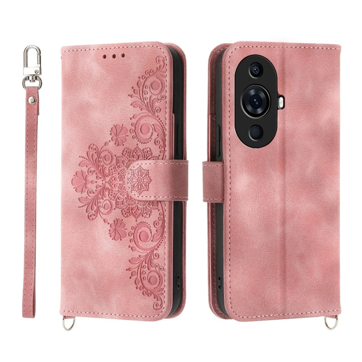 Skin Feel Flowers Embossed Wallet Leather Phone Case, For Huawei Mate 60 Pro, For Huawei nova 11 Pro 4G, For Huawei nova 11, For Huawei P60 / P60 Pro