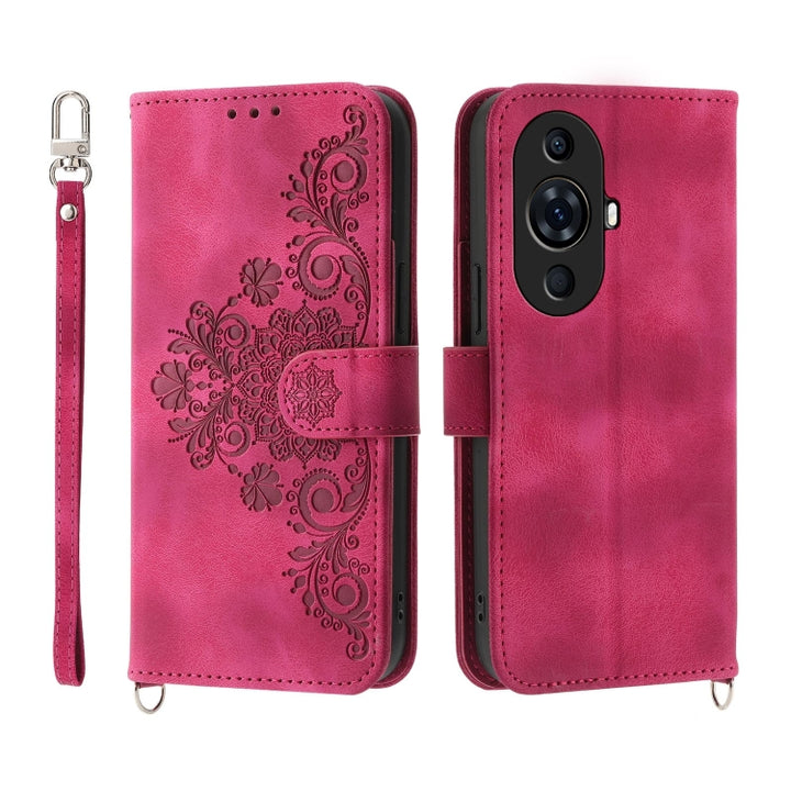 Skin Feel Flowers Embossed Wallet Leather Phone Case, For Huawei Mate 60 Pro, For Huawei nova 11 Pro 4G, For Huawei nova 11, For Huawei P60 / P60 Pro