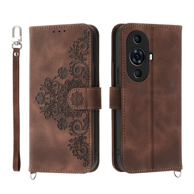 Skin Feel Flowers Embossed Wallet Leather Phone Case, For Huawei Mate 60 Pro, For Huawei nova 11 Pro 4G, For Huawei nova 11, For Huawei P60 / P60 Pro