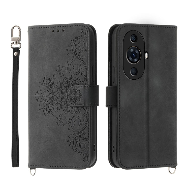 Skin Feel Flowers Embossed Wallet Leather Phone Case, For Huawei Mate 60 Pro, For Huawei nova 11 Pro 4G, For Huawei nova 11, For Huawei P60 / P60 Pro