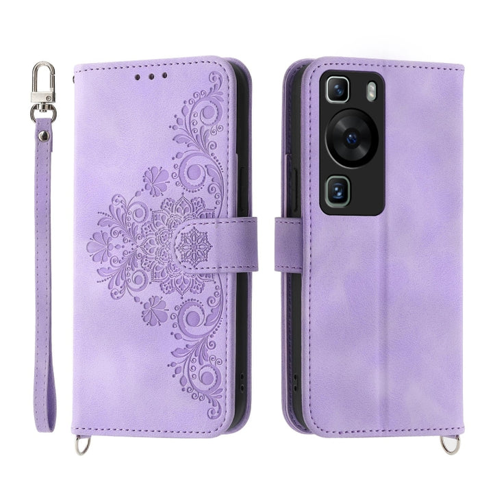 Skin Feel Flowers Embossed Wallet Leather Phone Case, For Huawei Mate 60 Pro, For Huawei nova 11 Pro 4G, For Huawei nova 11, For Huawei P60 / P60 Pro