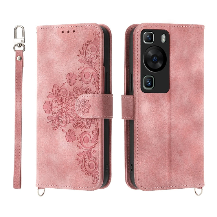 Skin Feel Flowers Embossed Wallet Leather Phone Case, For Huawei Mate 60 Pro, For Huawei nova 11 Pro 4G, For Huawei nova 11, For Huawei P60 / P60 Pro