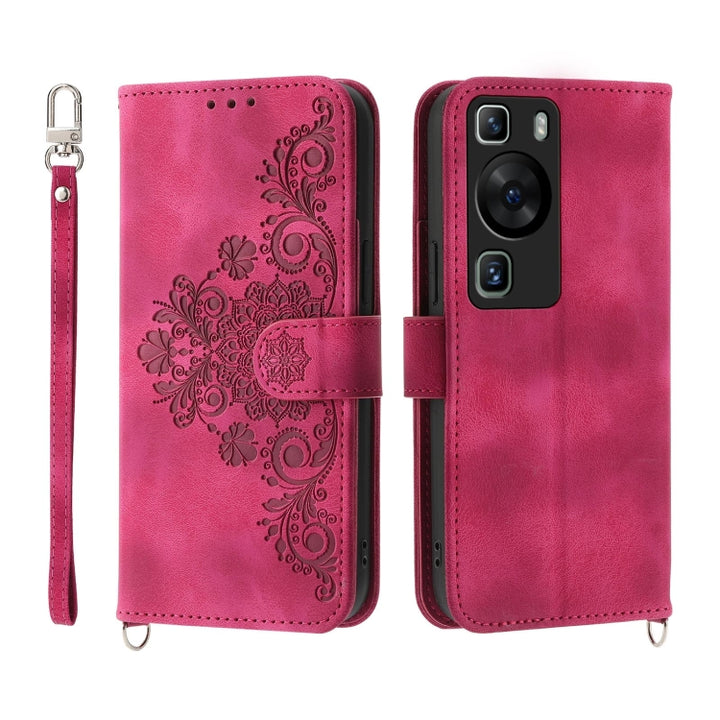 Skin Feel Flowers Embossed Wallet Leather Phone Case, For Huawei Mate 60 Pro, For Huawei nova 11 Pro 4G, For Huawei nova 11, For Huawei P60 / P60 Pro