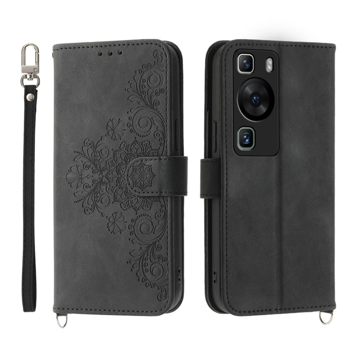 Skin Feel Flowers Embossed Wallet Leather Phone Case, For Huawei Mate 60 Pro, For Huawei nova 11 Pro 4G, For Huawei nova 11, For Huawei P60 / P60 Pro