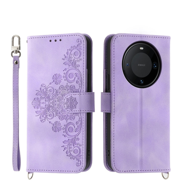 Skin Feel Flowers Embossed Wallet Leather Phone Case, For Huawei Mate 60 Pro, For Huawei nova 11 Pro 4G, For Huawei nova 11, For Huawei P60 / P60 Pro