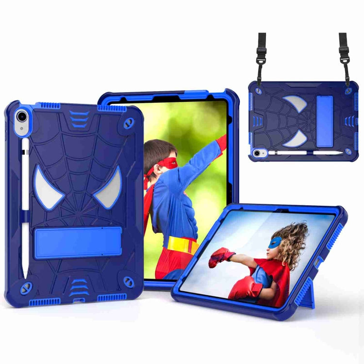 Spider Texture Silicone Hybrid PC Tablet Case with Shoulder Strap, For iPad 10th Gen 10.9 2022, For iPad Pro 11 2021 / Air 5 10.9, For iPad 10.2 2021 / 2020 / 2019