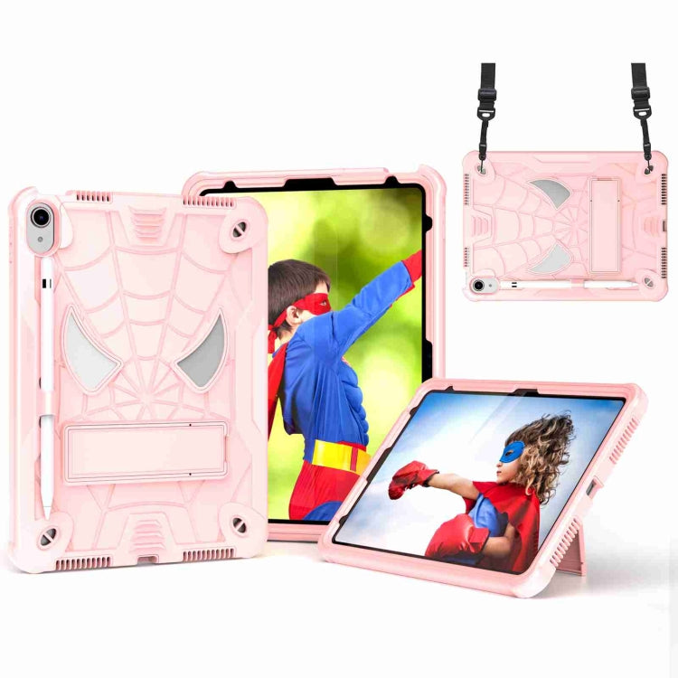 Spider Texture Silicone Hybrid PC Tablet Case with Shoulder Strap, For iPad 10th Gen 10.9 2022, For iPad Pro 11 2021 / Air 5 10.9, For iPad 10.2 2021 / 2020 / 2019