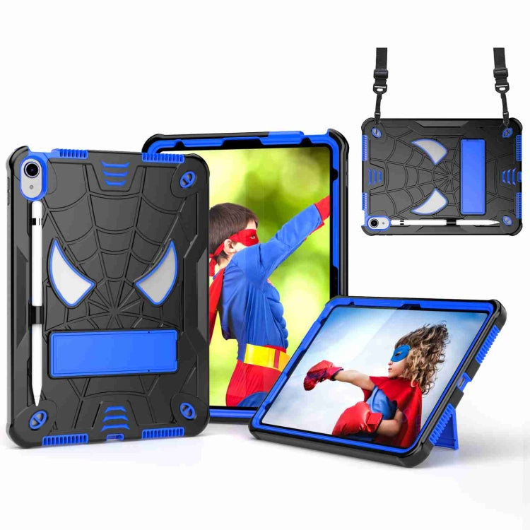 Spider Texture Silicone Hybrid PC Tablet Case with Shoulder Strap, For iPad 10th Gen 10.9 2022, For iPad Pro 11 2021 / Air 5 10.9, For iPad 10.2 2021 / 2020 / 2019