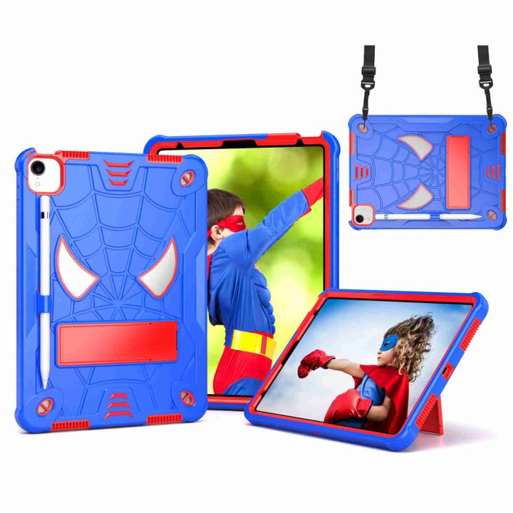 Spider Texture Silicone Hybrid PC Tablet Case with Shoulder Strap, For iPad 10th Gen 10.9 2022, For iPad Pro 11 2021 / Air 5 10.9, For iPad 10.2 2021 / 2020 / 2019