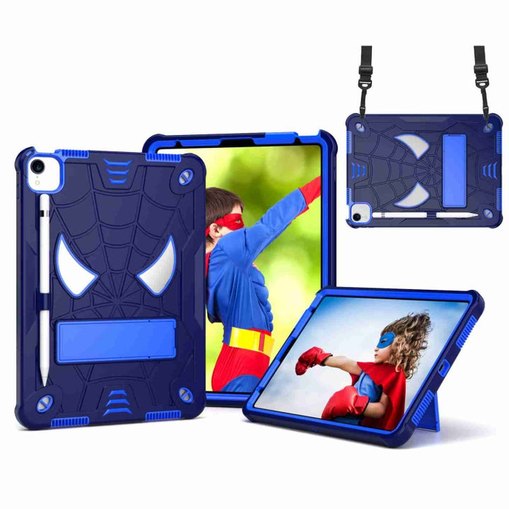 Spider Texture Silicone Hybrid PC Tablet Case with Shoulder Strap, For iPad 10th Gen 10.9 2022, For iPad Pro 11 2021 / Air 5 10.9, For iPad 10.2 2021 / 2020 / 2019