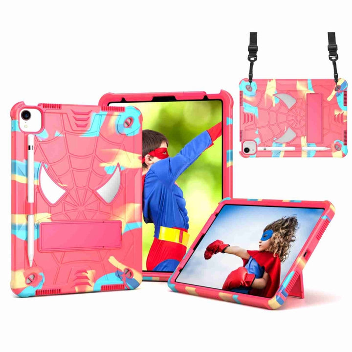 Spider Texture Silicone Hybrid PC Tablet Case with Shoulder Strap, For iPad 10th Gen 10.9 2022, For iPad Pro 11 2021 / Air 5 10.9, For iPad 10.2 2021 / 2020 / 2019