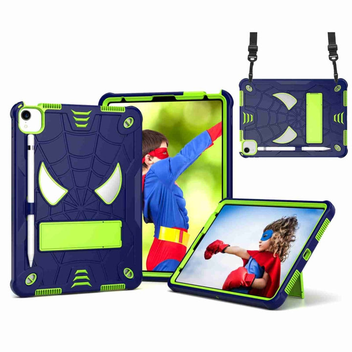 Spider Texture Silicone Hybrid PC Tablet Case with Shoulder Strap, For iPad 10th Gen 10.9 2022, For iPad Pro 11 2021 / Air 5 10.9, For iPad 10.2 2021 / 2020 / 2019