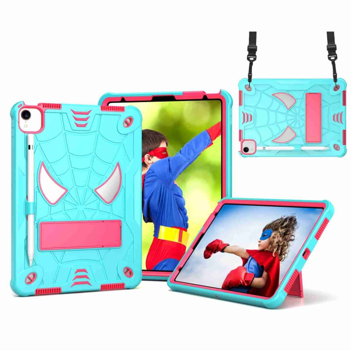 Spider Texture Silicone Hybrid PC Tablet Case with Shoulder Strap, For iPad 10th Gen 10.9 2022, For iPad Pro 11 2021 / Air 5 10.9, For iPad 10.2 2021 / 2020 / 2019