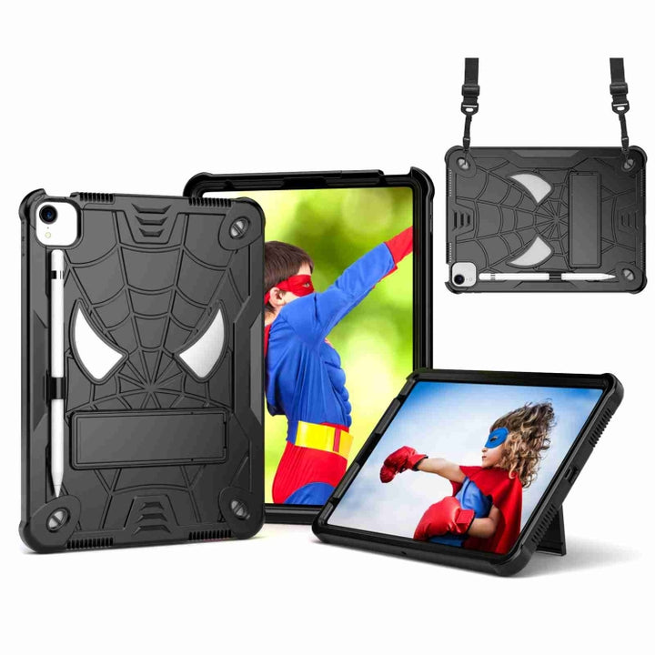 Spider Texture Silicone Hybrid PC Tablet Case with Shoulder Strap, For iPad 10th Gen 10.9 2022, For iPad Pro 11 2021 / Air 5 10.9, For iPad 10.2 2021 / 2020 / 2019