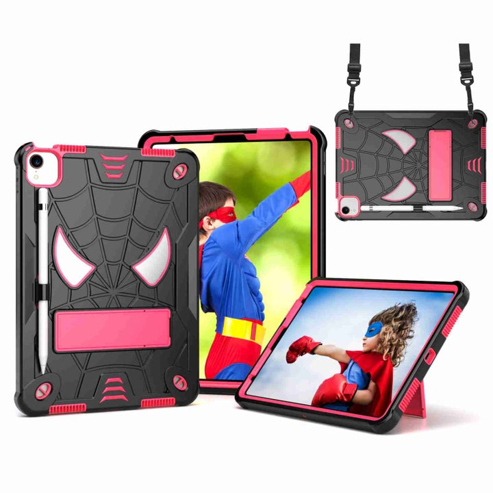 Spider Texture Silicone Hybrid PC Tablet Case with Shoulder Strap, For iPad 10th Gen 10.9 2022, For iPad Pro 11 2021 / Air 5 10.9, For iPad 10.2 2021 / 2020 / 2019