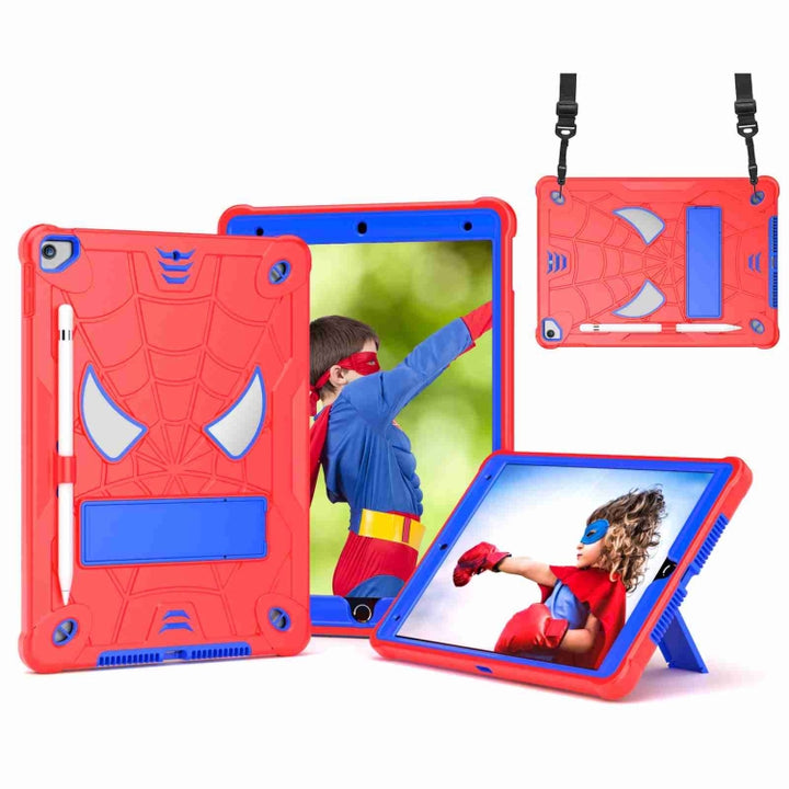 Spider Texture Silicone Hybrid PC Tablet Case with Shoulder Strap, For iPad 10th Gen 10.9 2022, For iPad Pro 11 2021 / Air 5 10.9, For iPad 10.2 2021 / 2020 / 2019