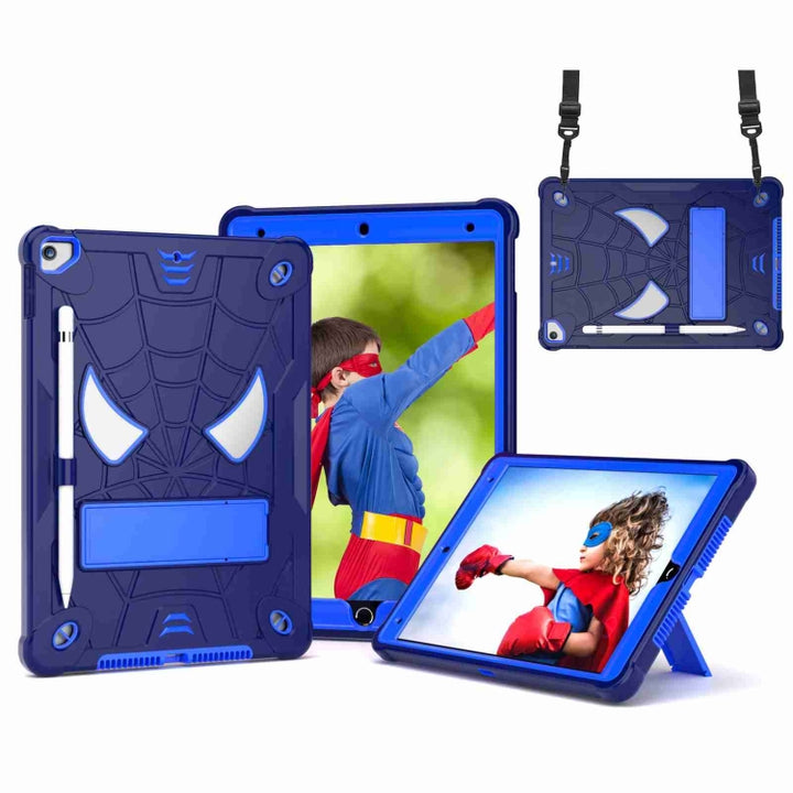 Spider Texture Silicone Hybrid PC Tablet Case with Shoulder Strap, For iPad 10th Gen 10.9 2022, For iPad Pro 11 2021 / Air 5 10.9, For iPad 10.2 2021 / 2020 / 2019