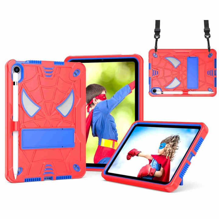 Spider Texture Silicone Hybrid PC Tablet Case with Shoulder Strap, For iPad mini 6