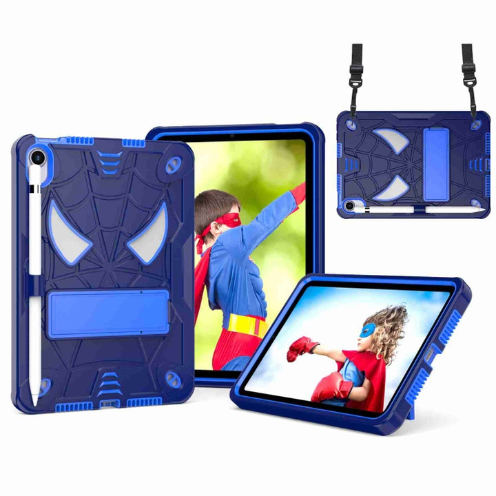 Spider Texture Silicone Hybrid PC Tablet Case with Shoulder Strap, For iPad mini 6