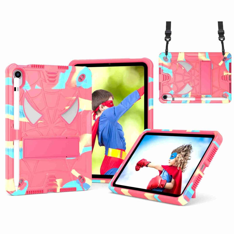 Spider Texture Silicone Hybrid PC Tablet Case with Shoulder Strap, For iPad mini 6