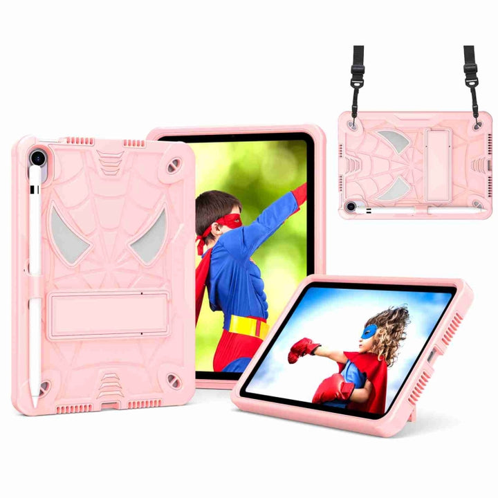 Spider Texture Silicone Hybrid PC Tablet Case with Shoulder Strap, For iPad mini 6