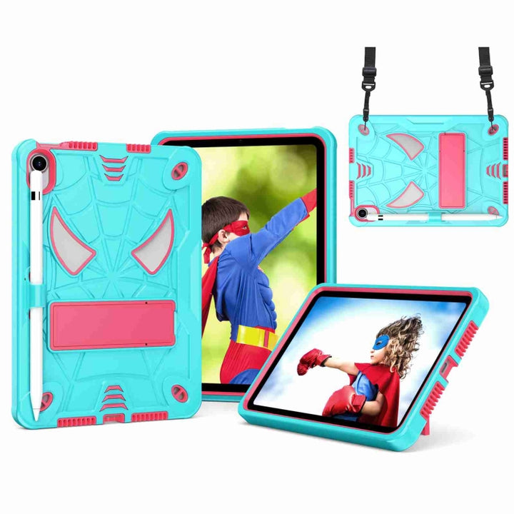 Spider Texture Silicone Hybrid PC Tablet Case with Shoulder Strap, For iPad mini 6