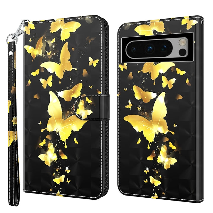 3D Painting Pattern Flip Leather Phone Case, For Google Pixel 8 Pro, For Google Pixel 8