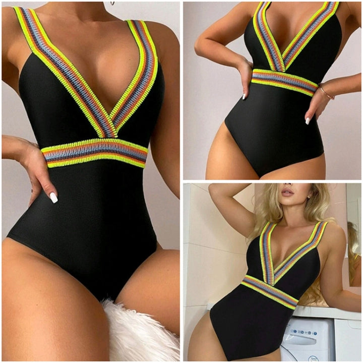 Woman Sexy Solid Color One Piece Bikini Swimsuit, S, M, L, XL