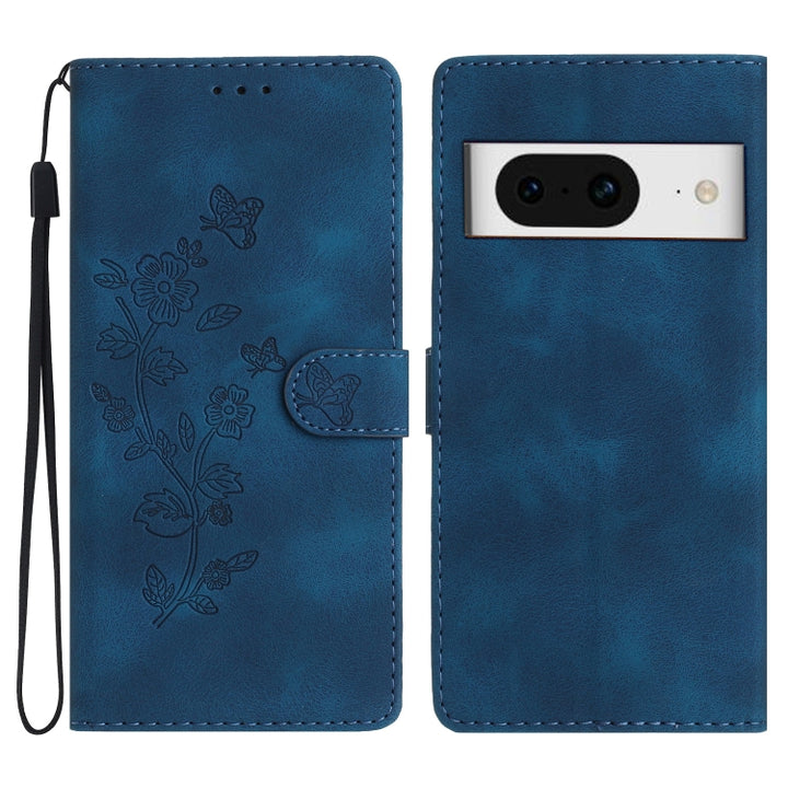 Flower Butterfly Embossing Pattern Leather Phone Case, For Google Pixel 8 Pro, For Google Pixel 8, For Google Pixel 7a, For Google Pixel 7 Pro, For Google Pixel 7