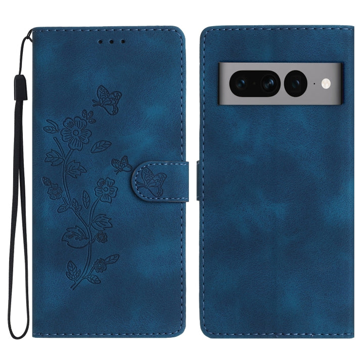 Flower Butterfly Embossing Pattern Leather Phone Case, For Google Pixel 8 Pro, For Google Pixel 8, For Google Pixel 7a, For Google Pixel 7 Pro, For Google Pixel 7