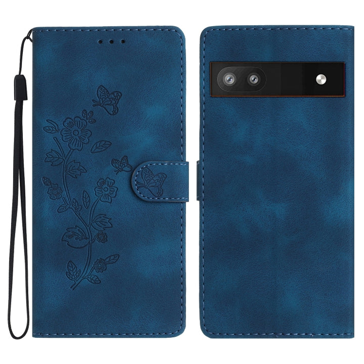 Flower Butterfly Embossing Pattern Leather Phone Case, For Google Pixel 6a, For Google Pixel 6 Pro, For Google Pixel 6