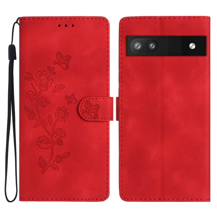 Flower Butterfly Embossing Pattern Leather Phone Case, For Google Pixel 6a, For Google Pixel 6 Pro, For Google Pixel 6