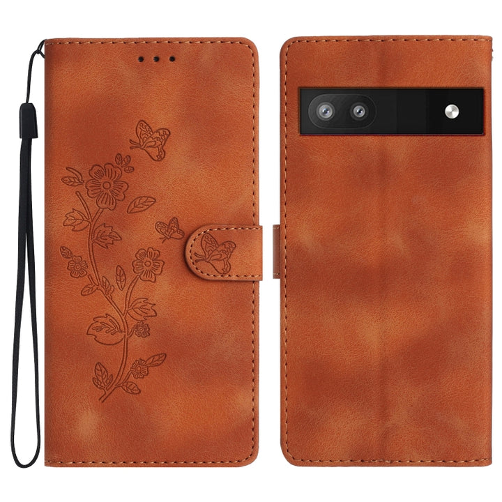 Flower Butterfly Embossing Pattern Leather Phone Case, For Google Pixel 6a, For Google Pixel 6 Pro, For Google Pixel 6