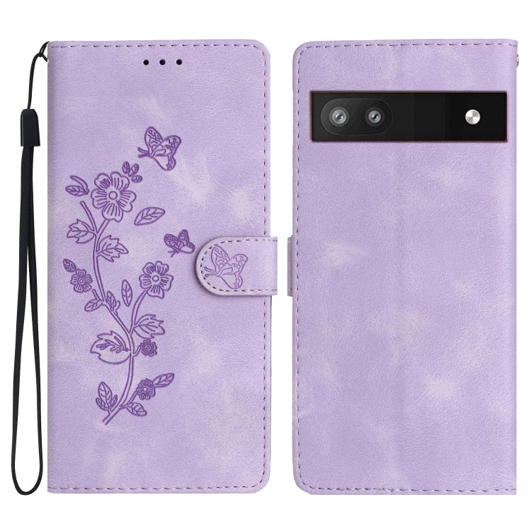 Flower Butterfly Embossing Pattern Leather Phone Case, For Google Pixel 6a, For Google Pixel 6 Pro, For Google Pixel 6