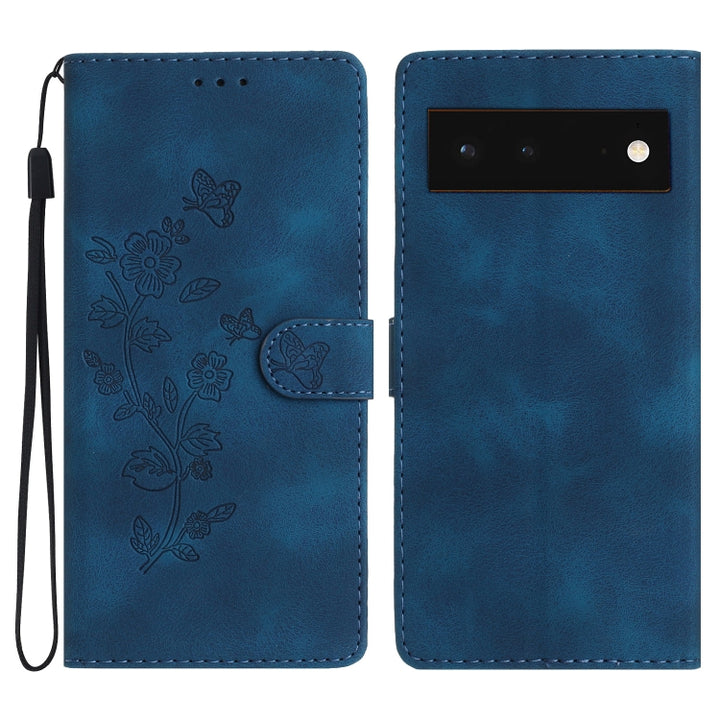 Flower Butterfly Embossing Pattern Leather Phone Case, For Google Pixel 6a, For Google Pixel 6 Pro, For Google Pixel 6