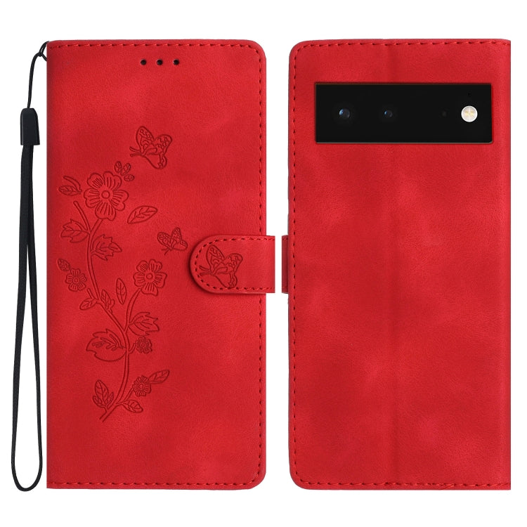 Flower Butterfly Embossing Pattern Leather Phone Case, For Google Pixel 6a, For Google Pixel 6 Pro, For Google Pixel 6