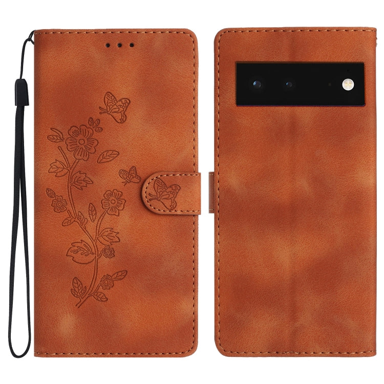 Flower Butterfly Embossing Pattern Leather Phone Case, For Google Pixel 6a, For Google Pixel 6 Pro, For Google Pixel 6